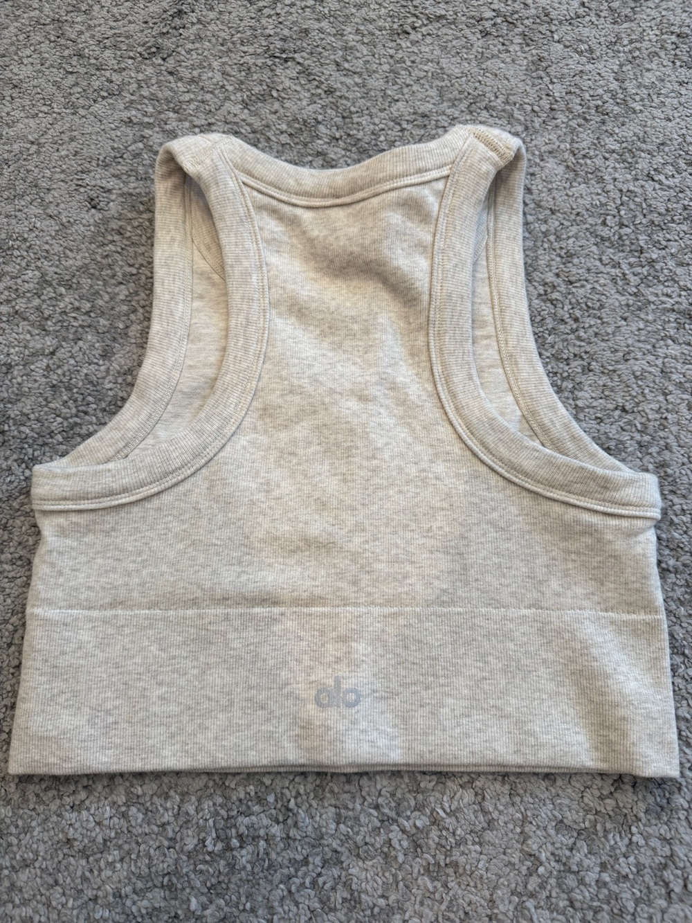 Alo Yoga Ribbed Cropped Tank Top Women’s Size M Beige Athletic Crop Top - Picture 5 of 5